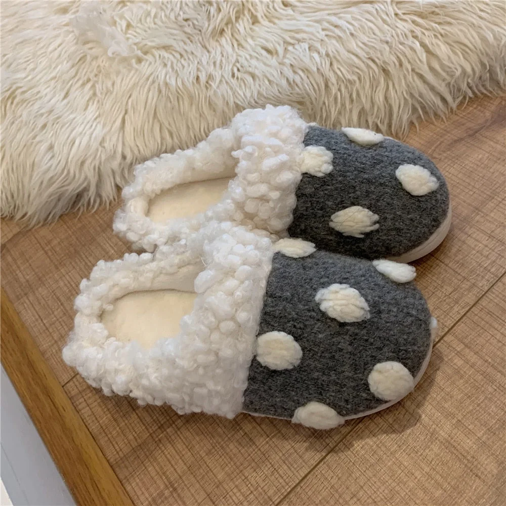 2022 Winter Women Slipper Lovely Bear Cartoon Plush Cotton Home Slippers Female Indoor Household Anti-Skid Thick Bottom Slipper