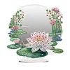 DIY Diamonds Painting Special Shaped Crystal Drill Crafts Mirror Desk Ornament Decor Kit(Lotus)