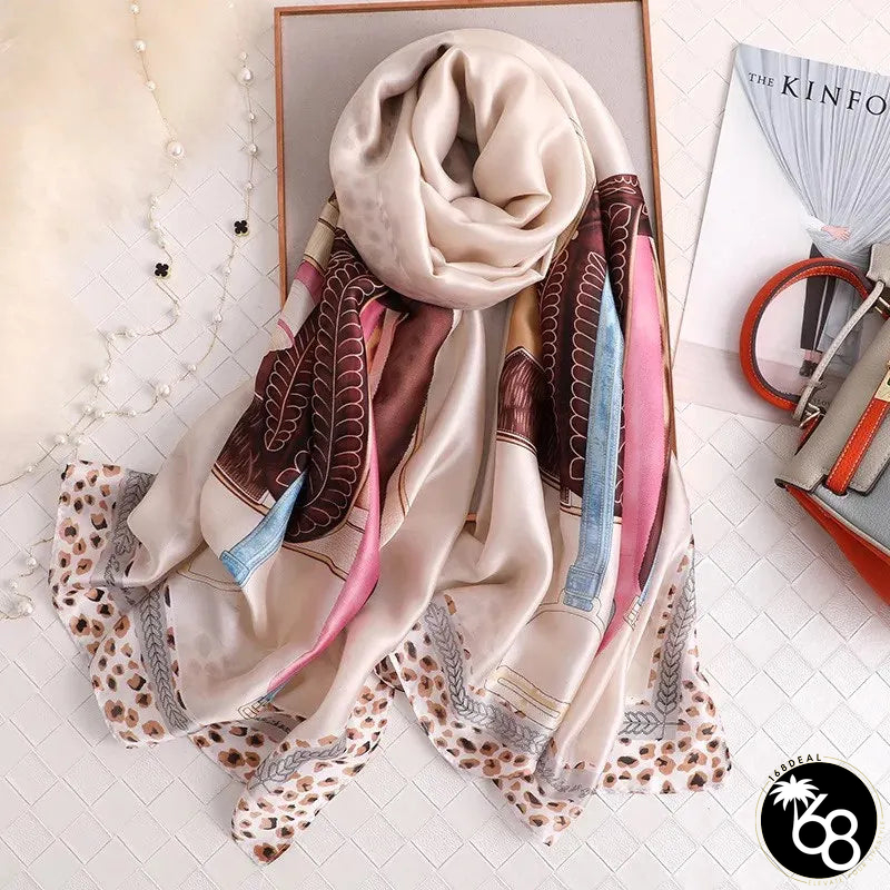 Women's Silk Head Wrap Printed Pattern Trendy Beach Scarves | 168DEAL