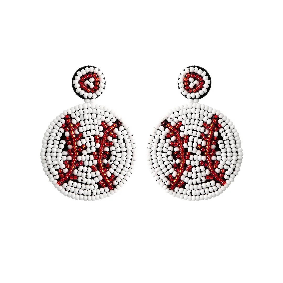 Baseball Beaded Earrings