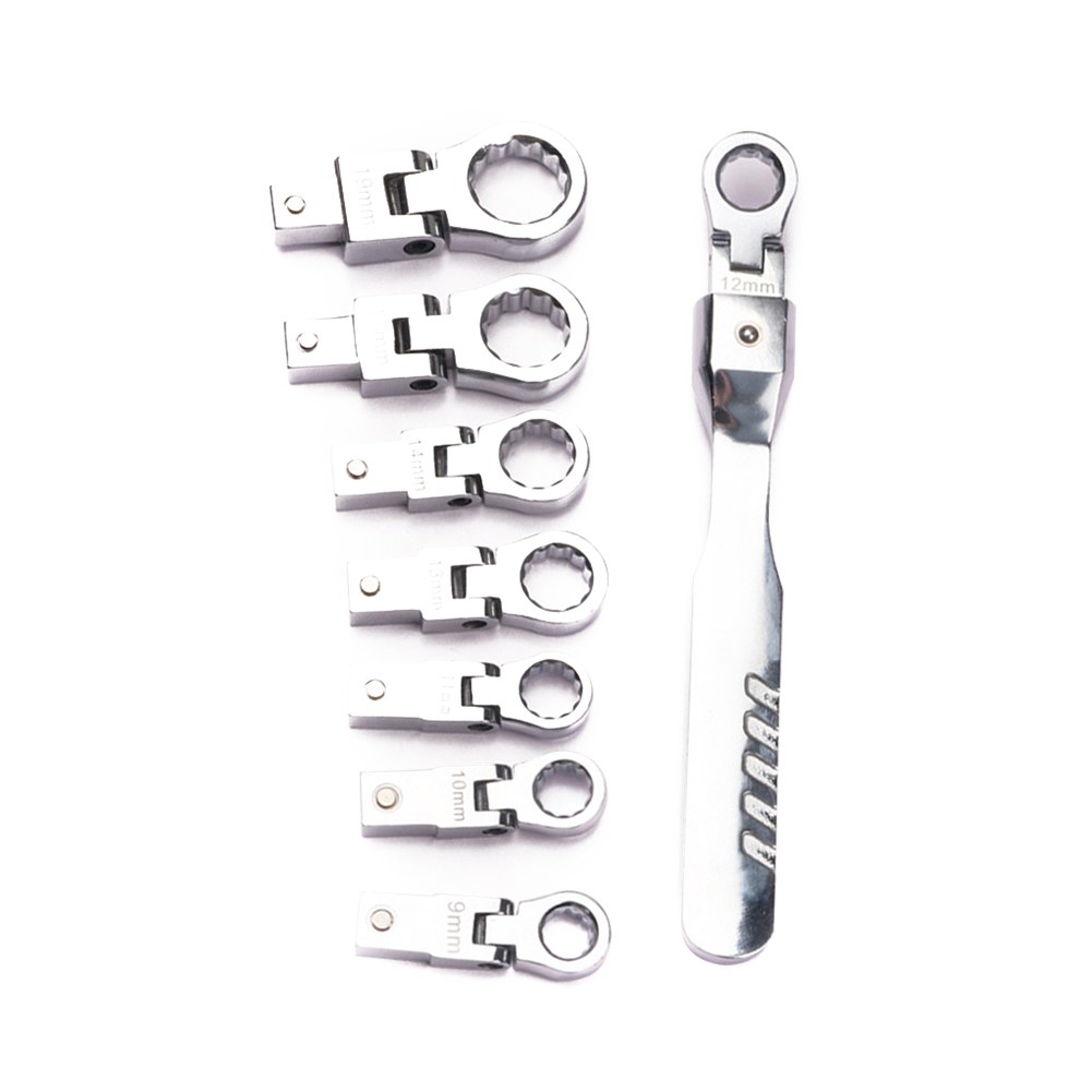 

9pcs Interchangeable Ratchet Wrench 180 Degree Removable Torque Spanner Set, 501 Original