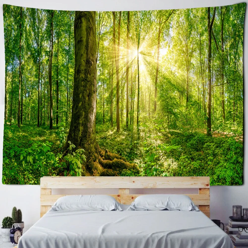 Beautiful Natural Forest Large Tapestry Wall Hanging Scenery Bohemian Mandala Art Living Room Background Home Decor