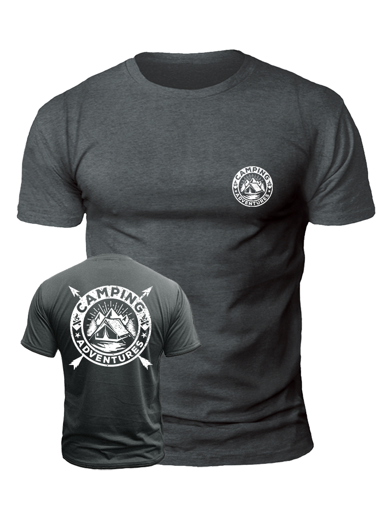 Men's Camping Adventures Print Casual Short Sleeve T-shirt