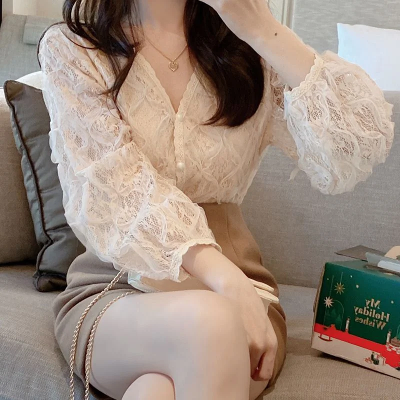 Kawaii Button-Up Lace Blouse YP1083
