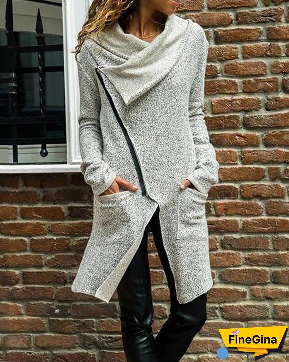 Autumn Zipper Long Fluffy Sweatshirt