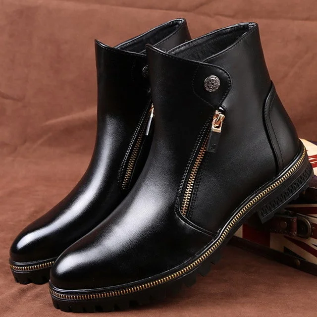 Men's Pu Spring & Summer Classic Boots Wear Proof Booties / Ankle Boots Black / Light Red