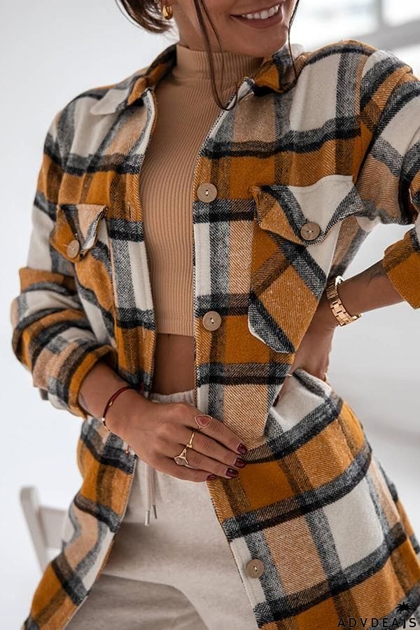 Classic Modern Check Color Stitching Shirt