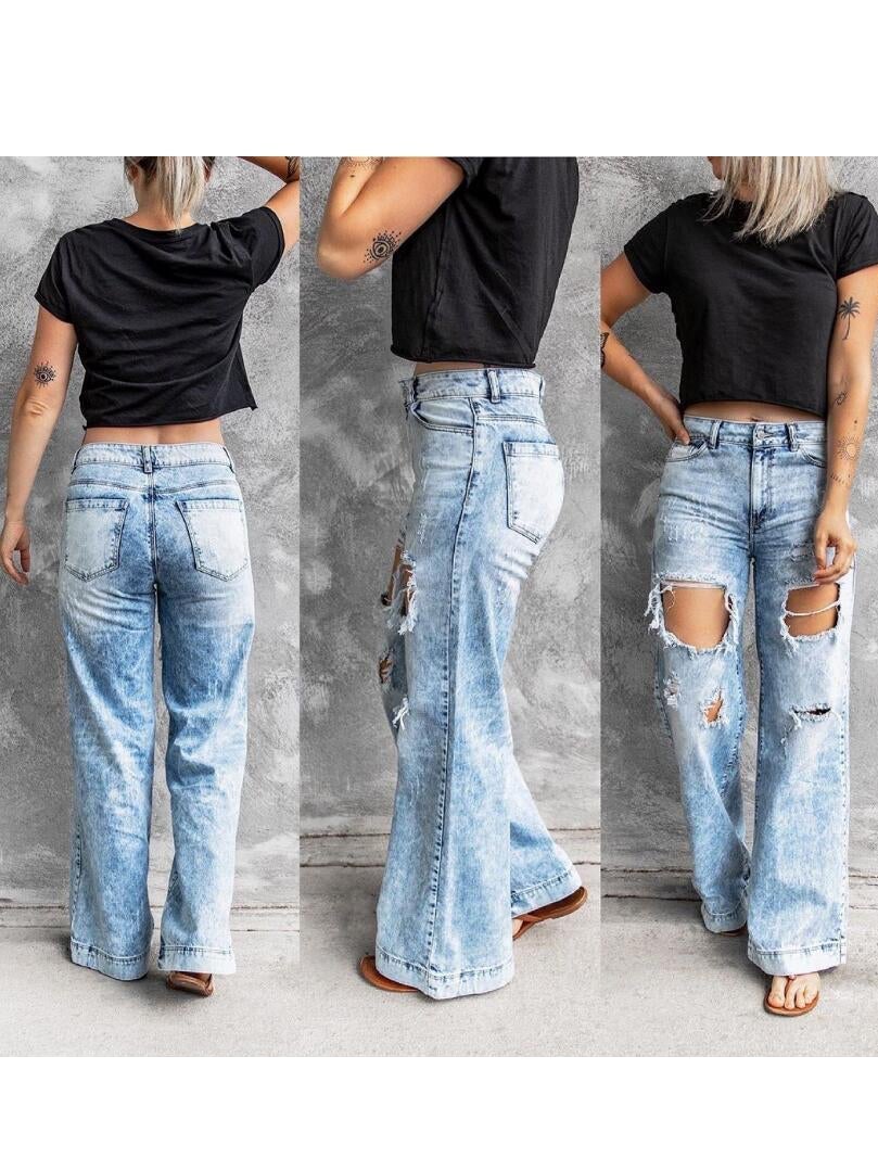 Ripped Wide Leg Jeans