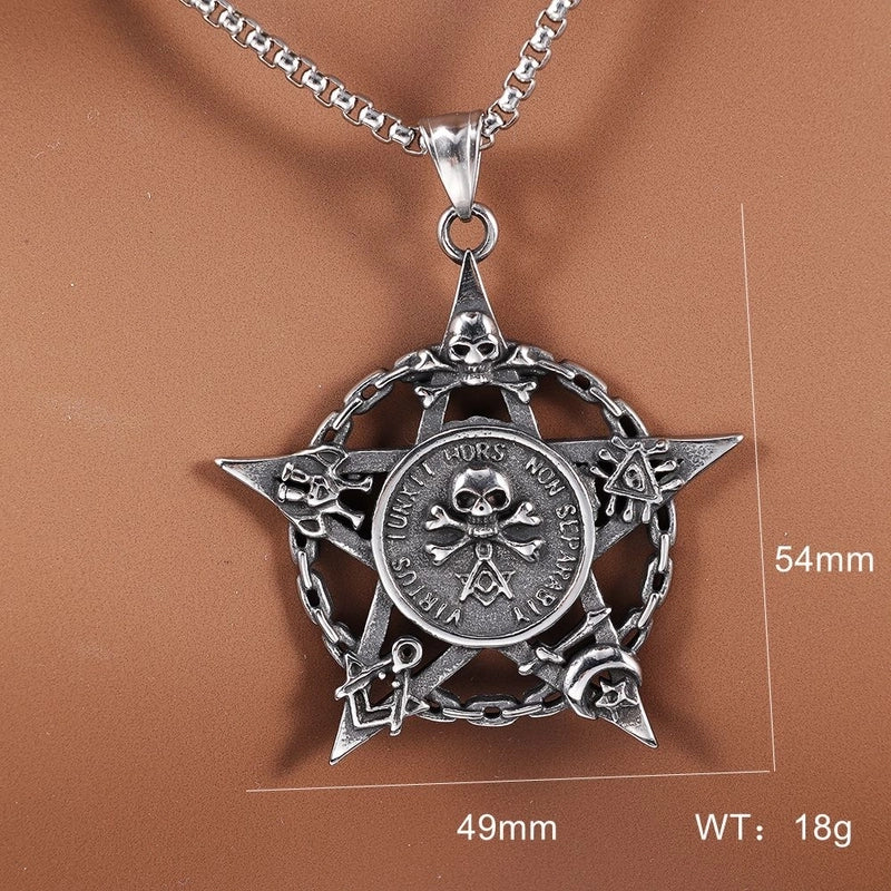 Hip-Hop Vintage Style Hexagram Skull 304 Stainless Steel Halloween Unisex