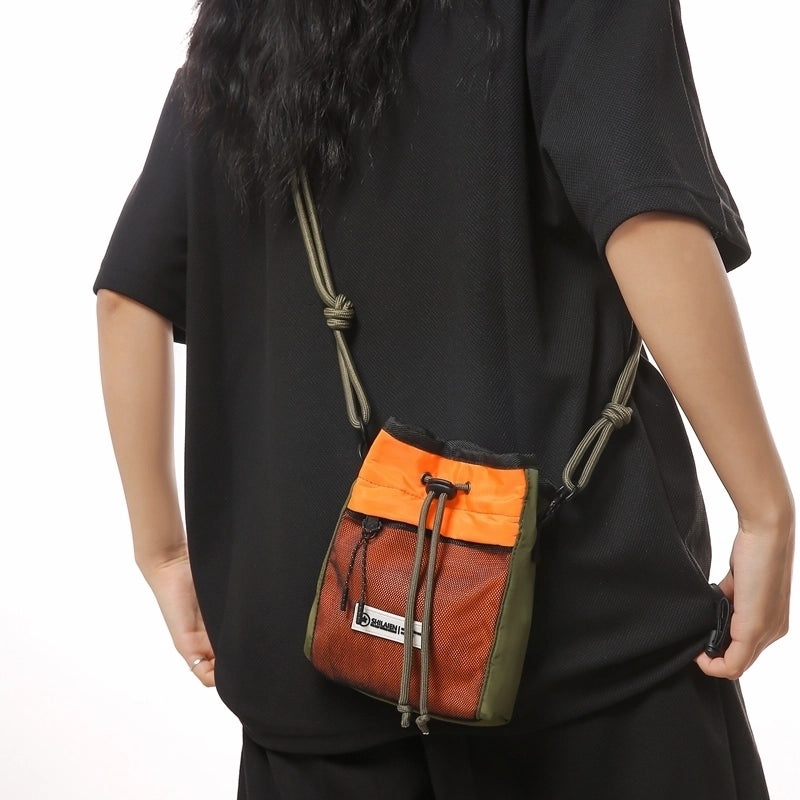 Unisex Medium Nylon Color Block Streetwear Sports Sewing Thread Square String Crossbody Bag