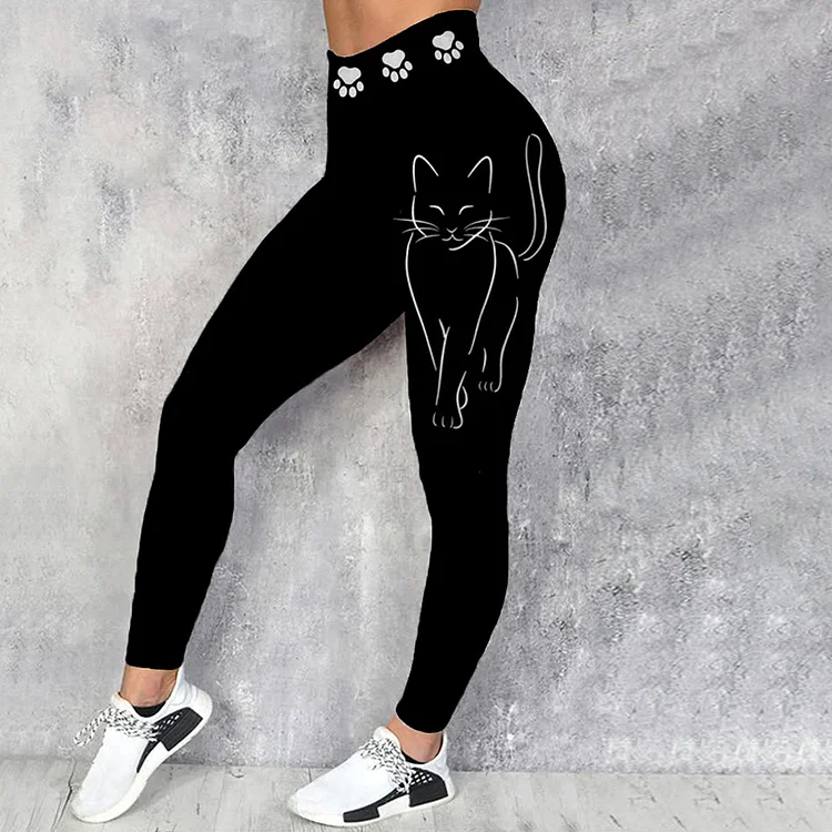 Casual Cat Print Leggings