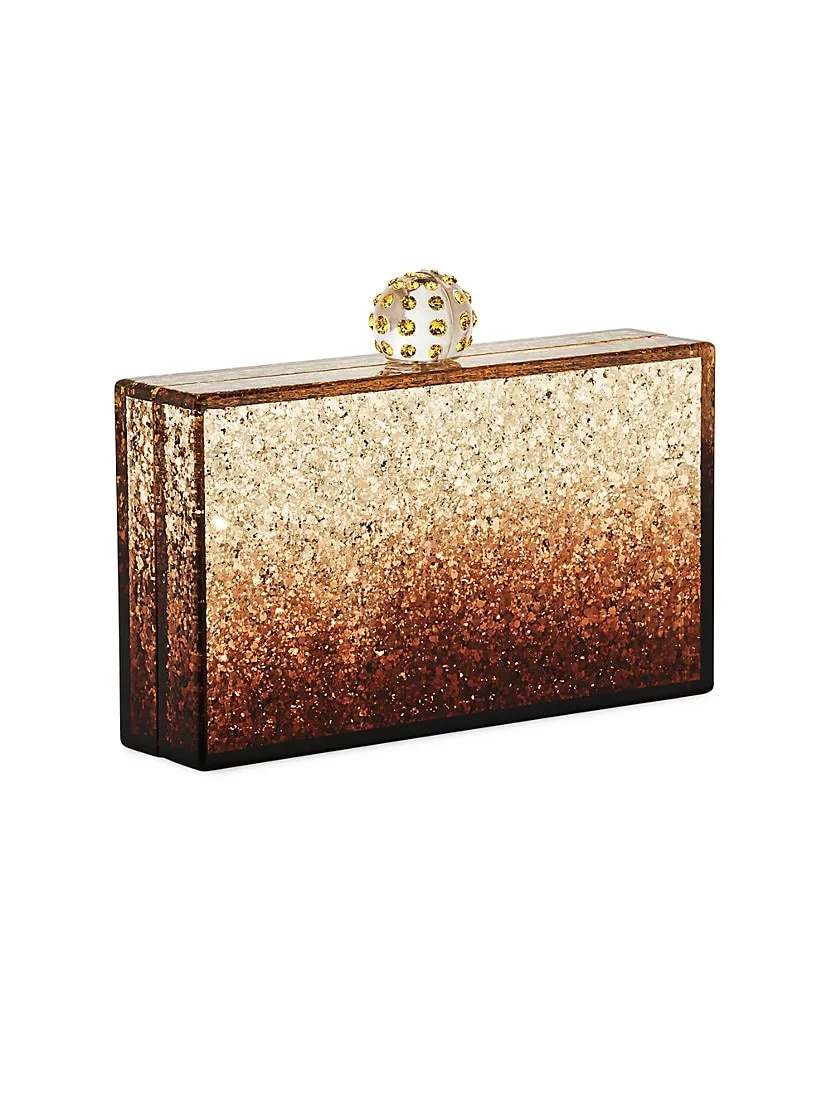 Aquazzura Tequila Crystal-Embellished Glitter Clutch
