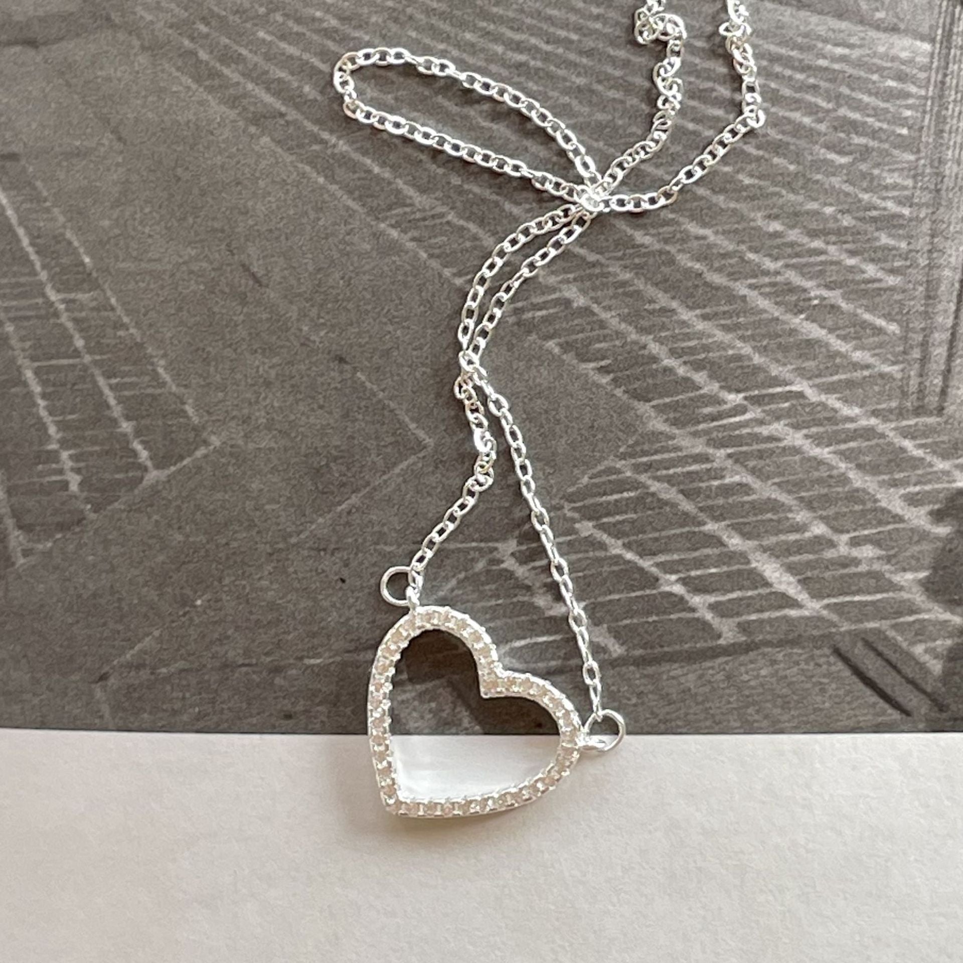 925 Sterling Silver Korean Heart Geometric Silver Electroplating Necklaces