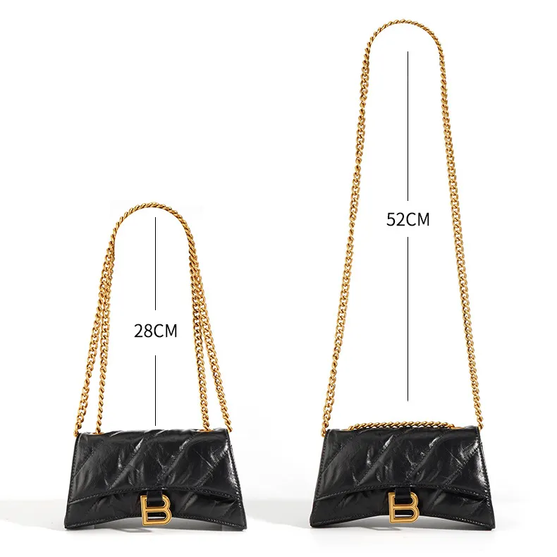 Box Calfskin Bags Aged Gold Hardware Hourglass Wallet On Chain-vocosishoes
