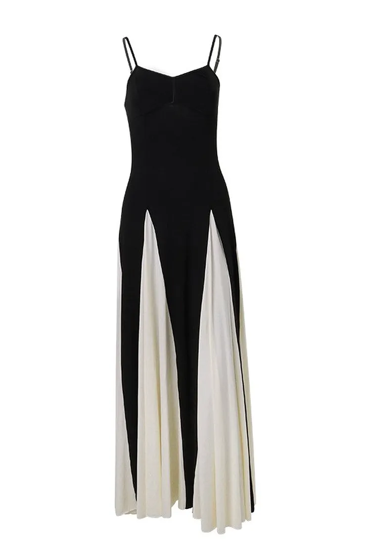 Sweet Contrast Strap A - Line Skirt for Women Slimming Fall and Winter Midi