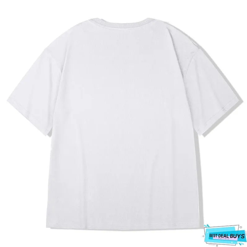 Men's Cotton Short Sleeve Over Sized Solid Color Loose T-shirt