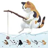 Fishing Cat Ornament Mini Cat Figurine Home Car Interior Decoration (7Pcs)