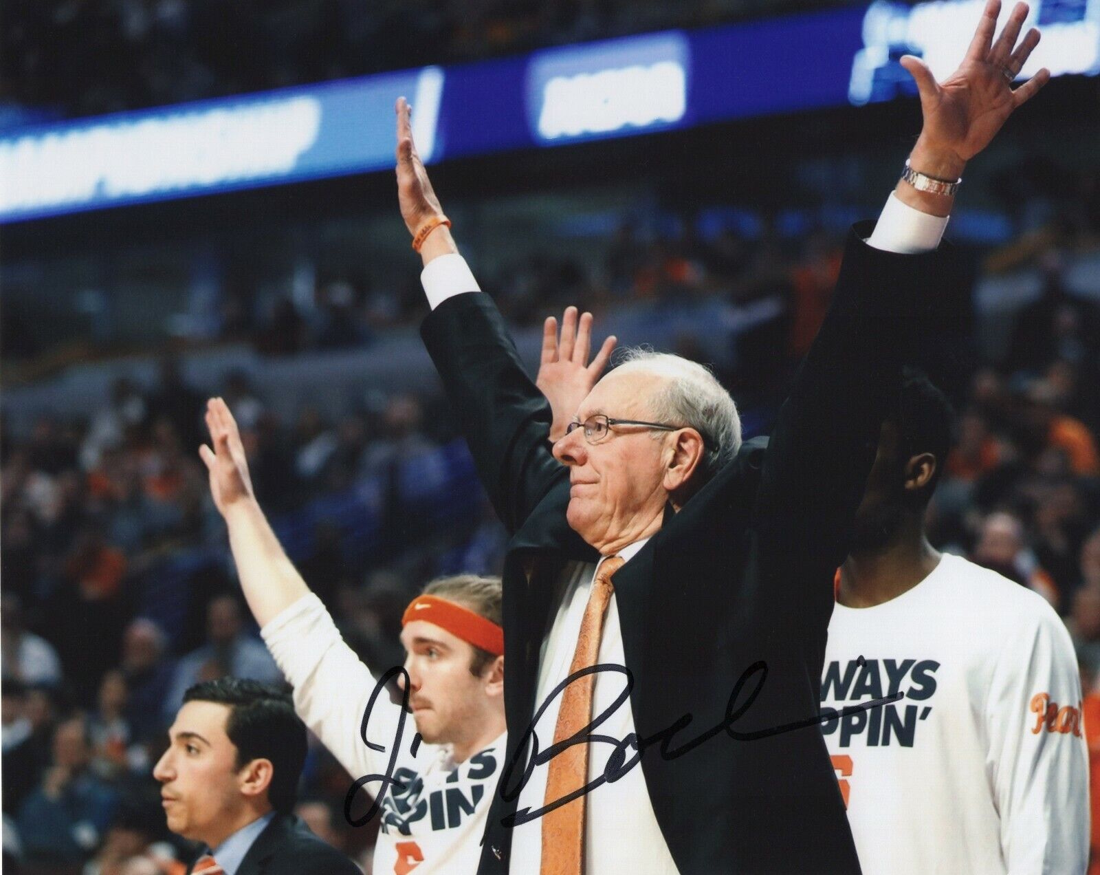 COACH JIM BOEHEIM SIGNED AUTOGRAPH SYRACUSE ORANGE 8X10 Photo Poster painting PROOF