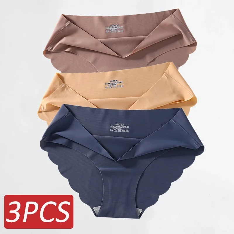 3PCS/Set Seamless Silk Panties Women Underwear Sexy Female Underpants Briefs Woman Lingerie Underwear Ice Silk M-XL