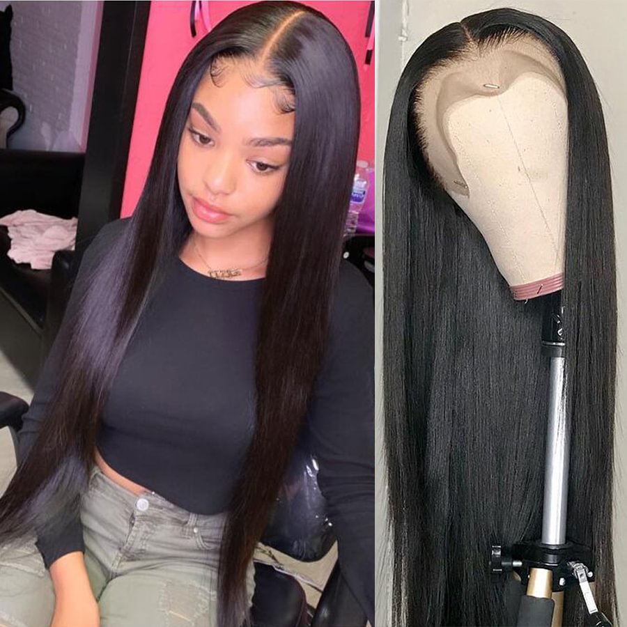 36 38Inch Bone Straight 13x6 HD Lace Frontal Wig 100% Human Hair Wigs Brazilian Straight 13x4 Lace Front Wig PrePlucked Hairline US Mall Lifes