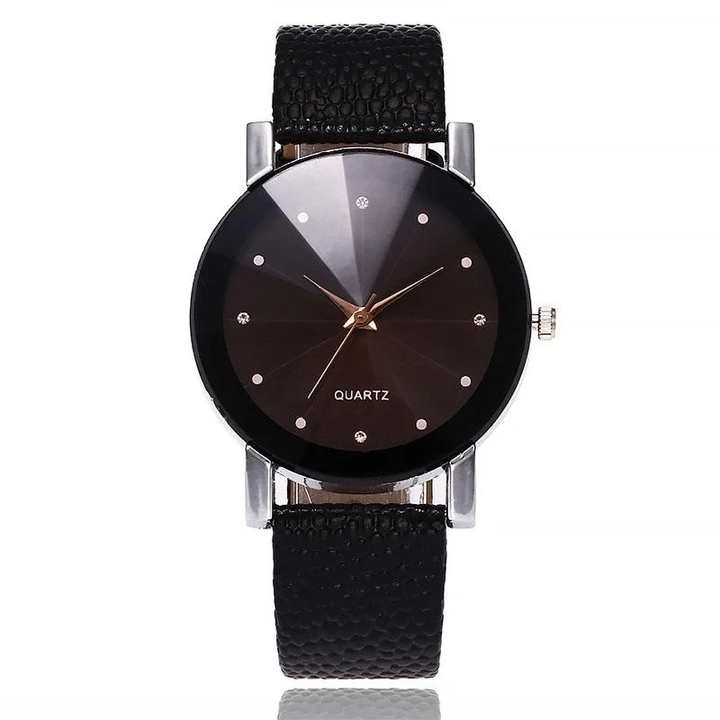 2 PCS Watch Casual Simple Quartz Clock for Women Leather Strap Wrist Watch