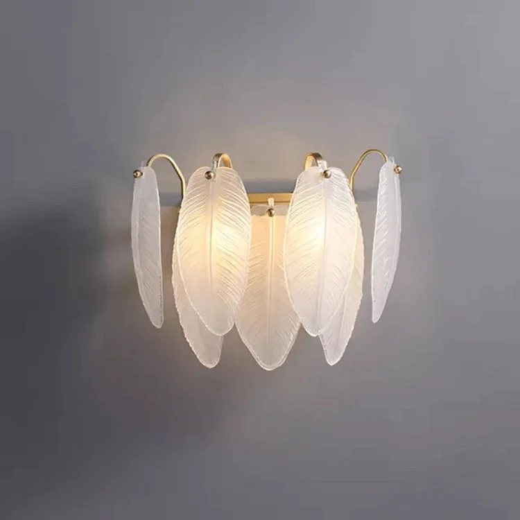 Clear Glass Leaf-shaped Wall Lamp Bedroom Wall Sconce Vjlight
