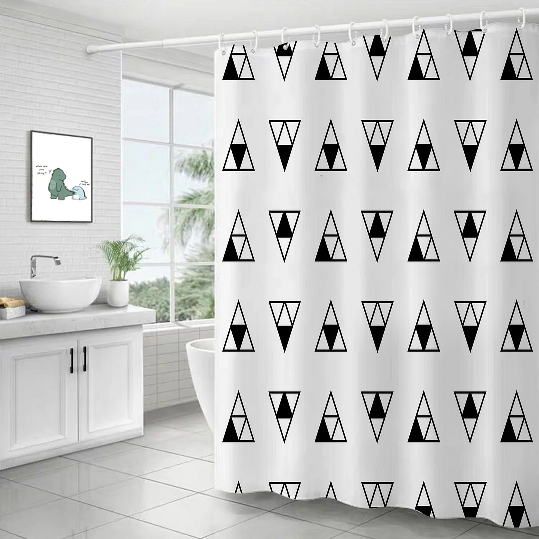 Waterproof Shower Curtains for Bathroom Home Decor Polyester Fabric Shower Curtains Geometric Pattern Multi-size Shower Curtain