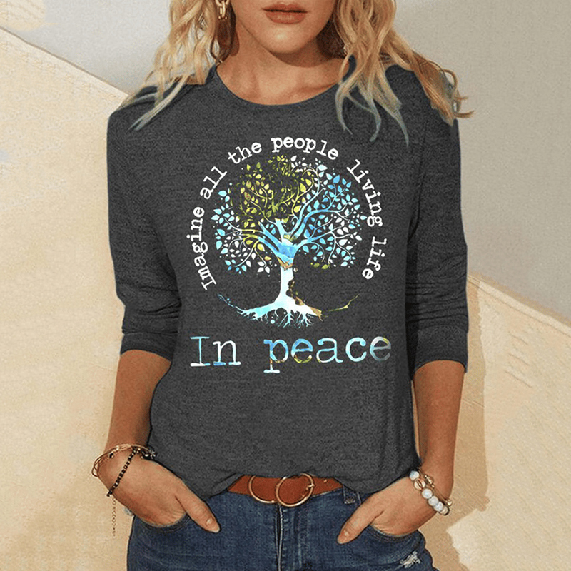 Women's Imagine All People Living On The Tree Of Life Long Sleeve T-Shirt