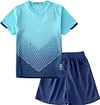 Quick Dry Short Sleeve T-shirt and Mesh Shorts Soccer Set Color: Blue