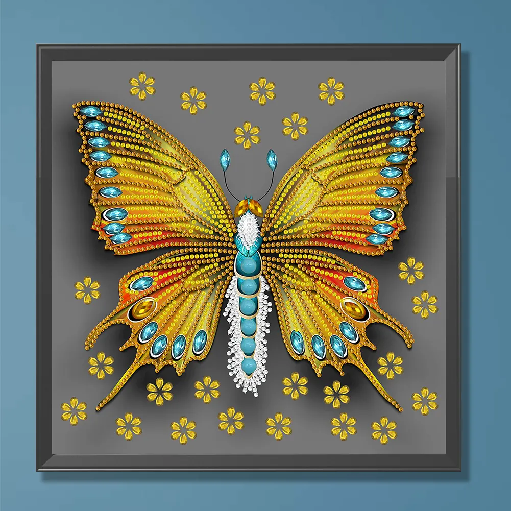 Diamond Painting - Partial Special Shaped Drill - Butterfly Dragonfly(Canvas|30*30cm)
