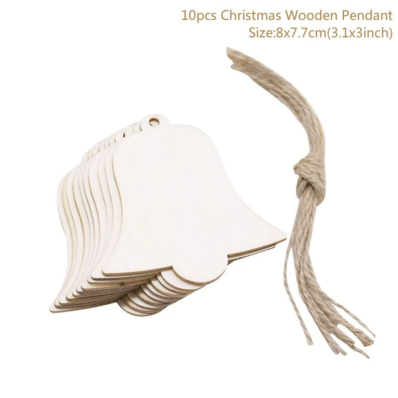 10pcs/lot Wooden Christmas Tree Hanging Ornament Pendants Christmas Decorations For Home Party New Year Navidad Natal Kids Gift