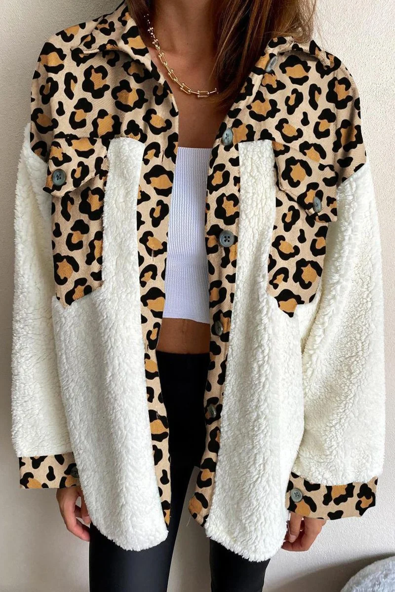 Leopard Patchwork Fluffy Coat