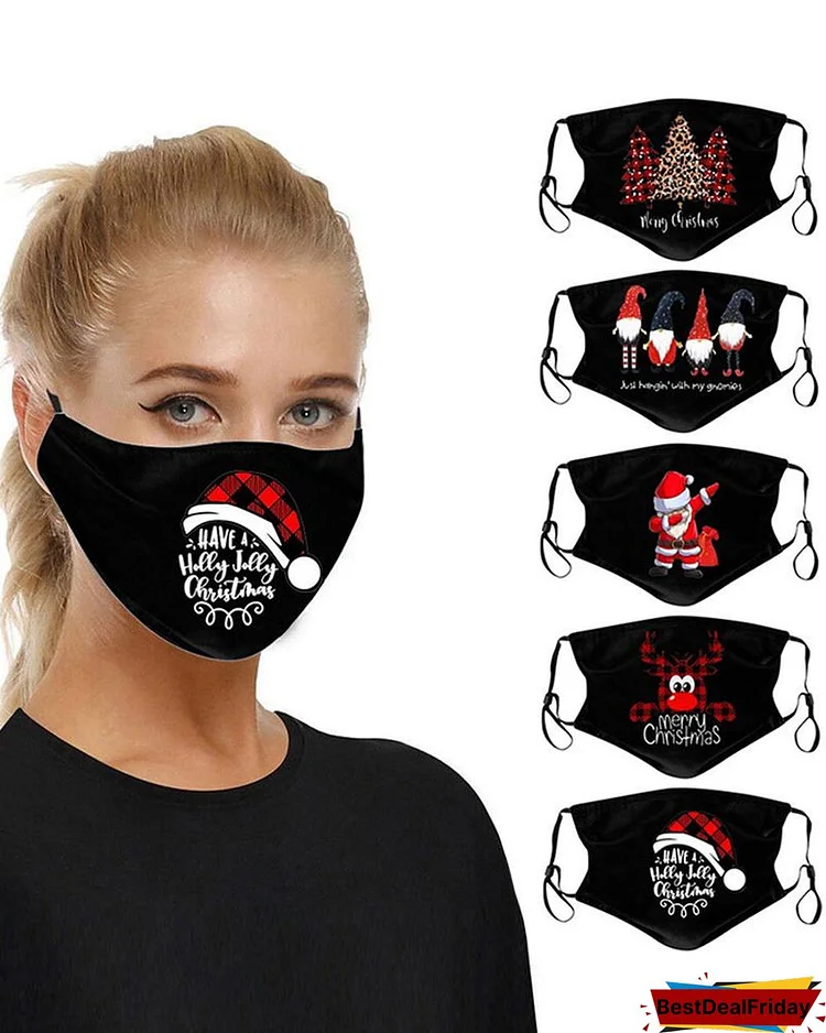 5PCS/Set Christmas Print Breathable Face Mask P9239165982
