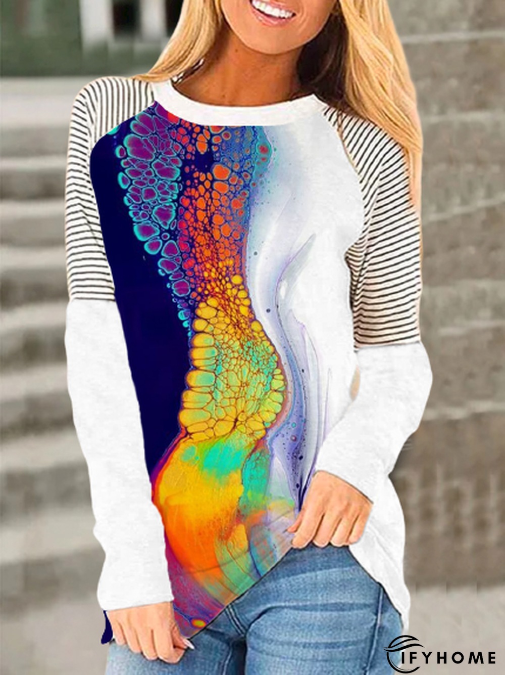Casual Abstract Regular Fit Tunic T-Shirt | IFYHOME