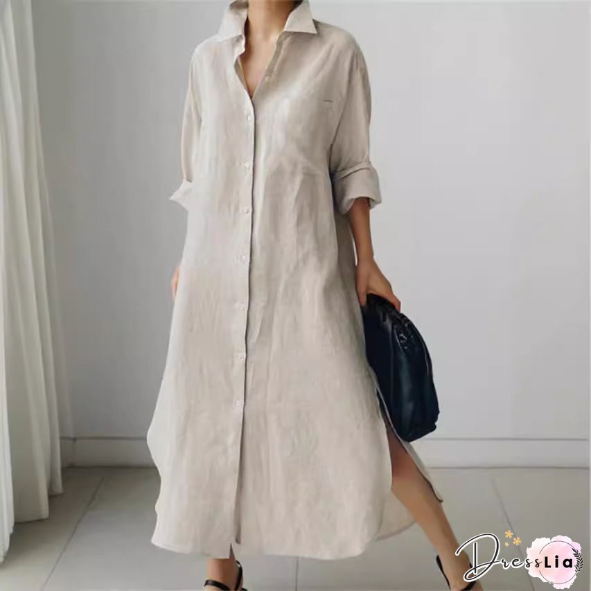 Cotton and linen long skirt A-line maxi dress