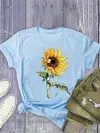 Sunflower Pattern Simple Short Sleeve T-Shirt