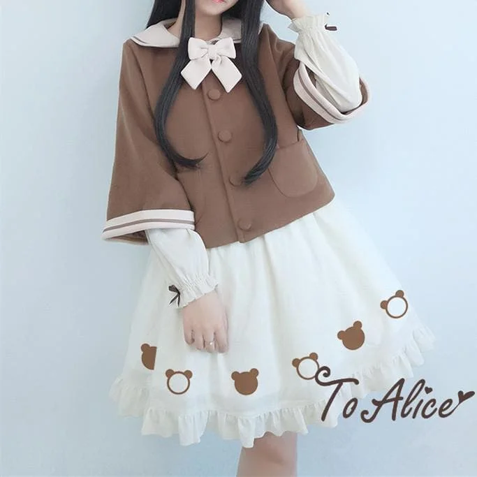 Kawaii Chocolate Bear Dress/Poncho SP1710739