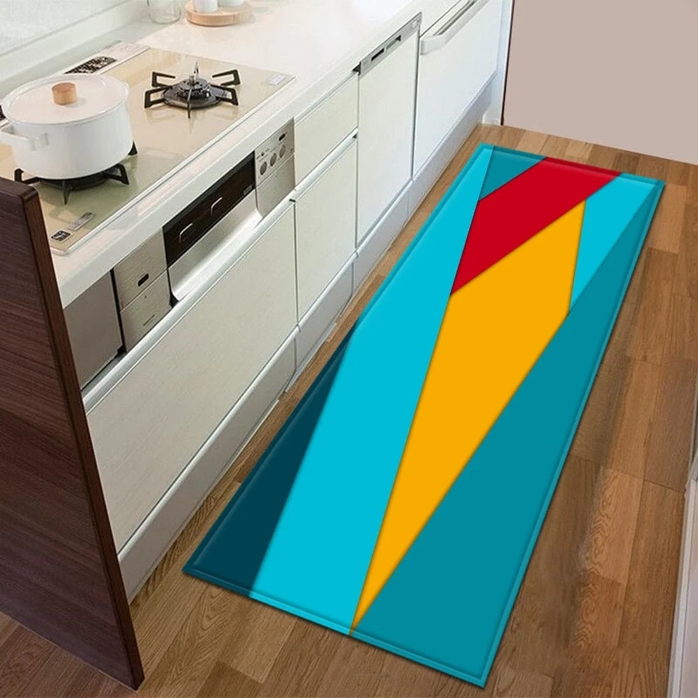 Kitchen Mat Bedroom Entrance Doormat 3D Geometric Pattern Home Floor Decoration Living Room Carpet Bathroom Non-Slip Rug
