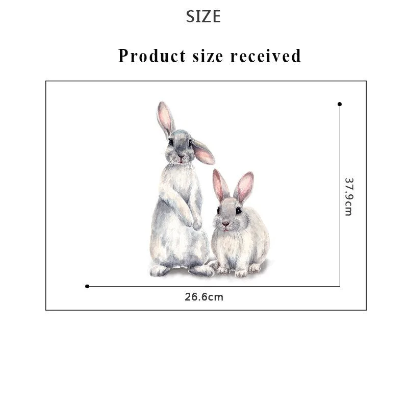 30*40cm Wall Stickers Home Decor Living Room Two Cute Rabbits Removable Home Living Room Decoration Mural Bunny Stickers