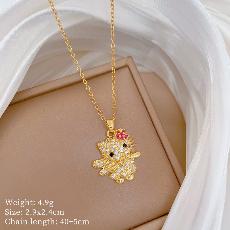 Copper Micro-Inlaid Necklace For Women Copper Micro-Inlaid Real Gold Electroplating Simple Ins Exquisite Clavicle Chain Neck Chain