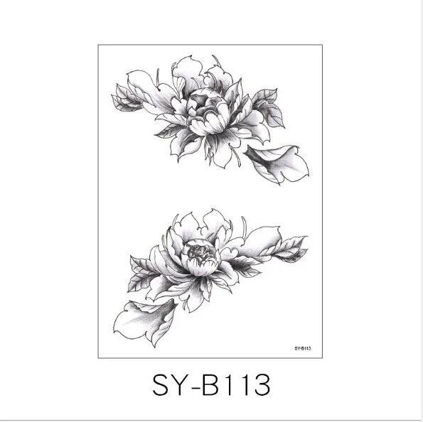 1PC Fashion Women Grils Temporary Tattoo Sticker Black Roses Design Full Flower Arm Body Art Big Fake Tattoo Stickers Tattoos