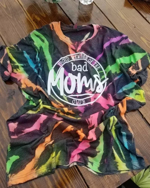 Reverse Tie Dye Bad Moms Club T-Shirt