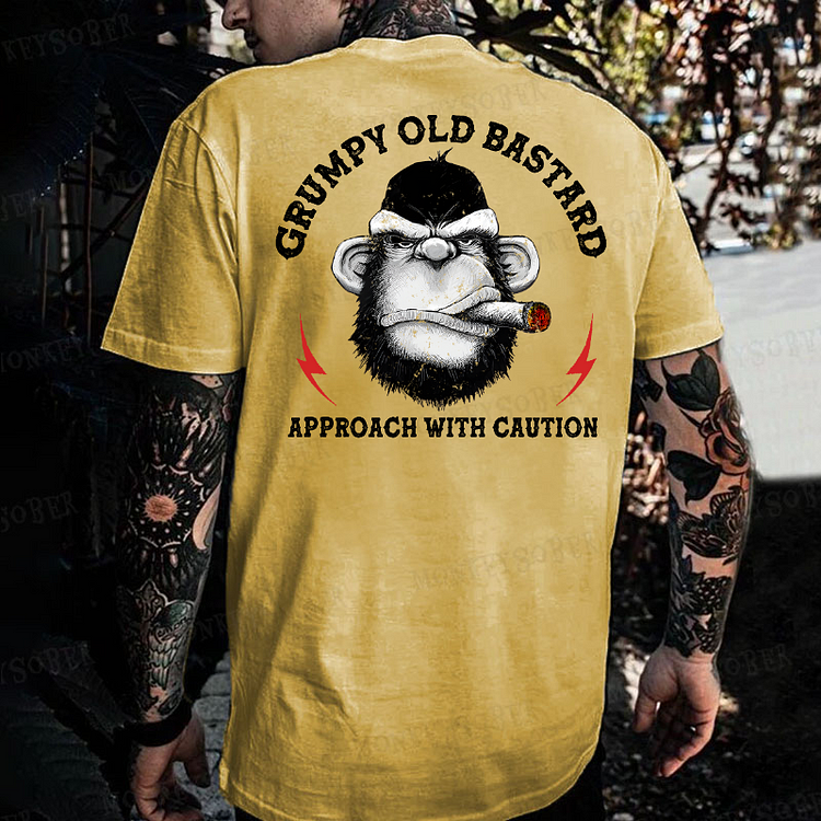 Grumpy Old Bastard Approach With Caution  Monkey T-shirt