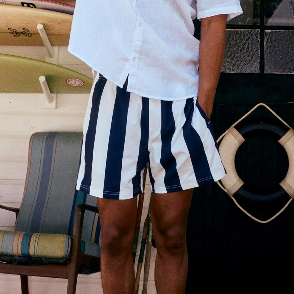 Men's Striped Printed Stretch Swim Trunks Beach Shorts、、URBENIE