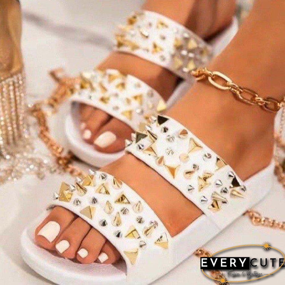 Pure Color Thick-Soled Rivet Slipper