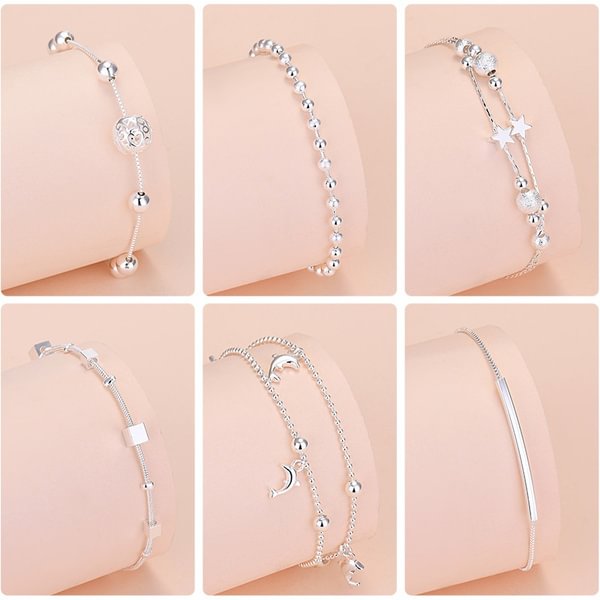 925 Sterling silver jewelry fashion woman bracelet retro square simple bracelet - Shop Trendy Women's Fashion | TeeYours
