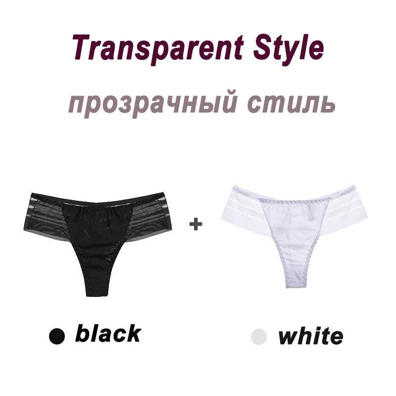 2PCS/Set Women's Panties Sexy Perspective Lace Panties Seamless  Ladies Underwear Female Underpants Cotton Crotch Lingerie M-XL
