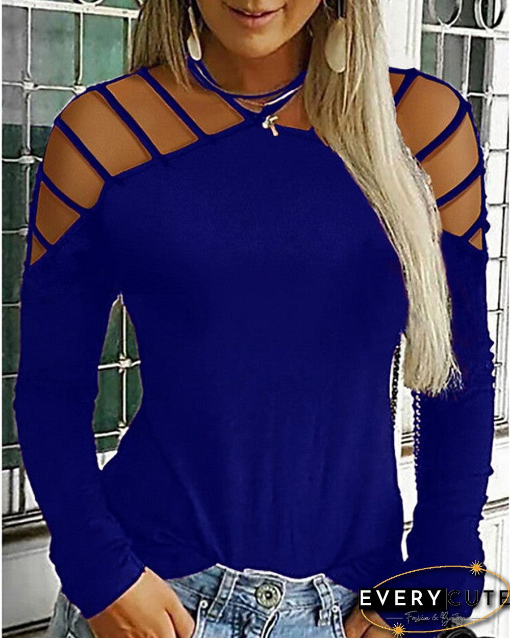 Women's Plus Size T-shirt Solid Colored Sexy Long Sleeve Halter Neck Tops Basic Top Black Blue Wine-829