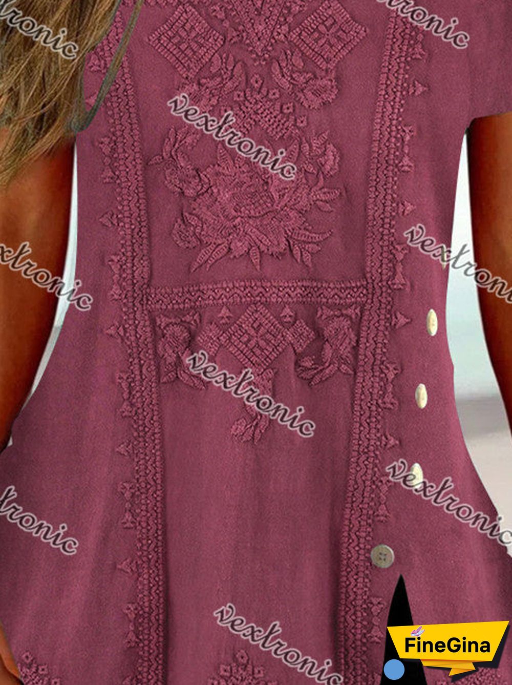 Women Short Sleeve U-neck Floral Printed Top