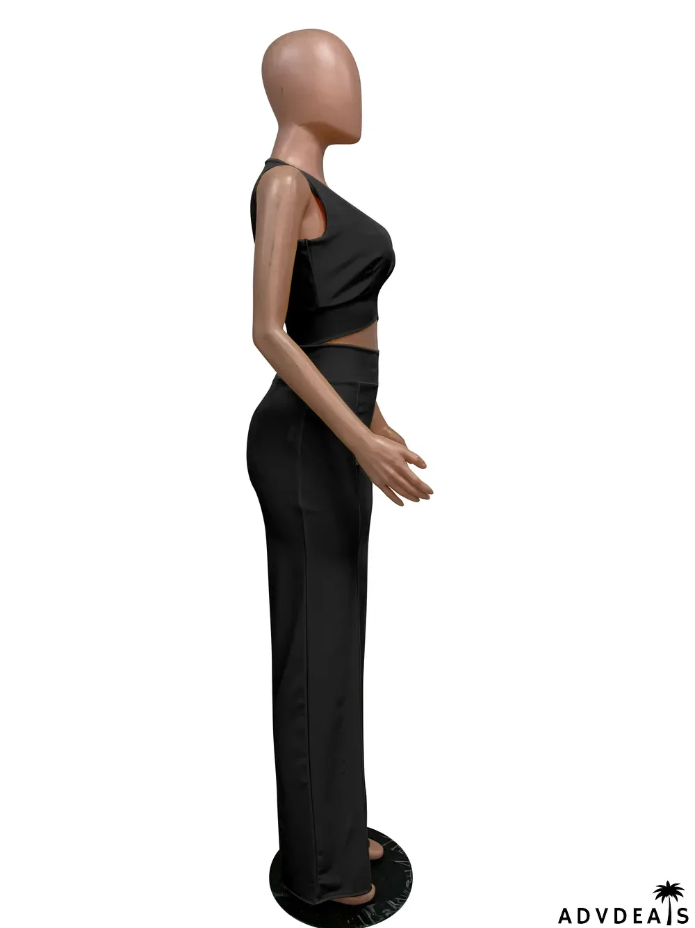 Summer Party Solid Color Halter Crop Top and High Waist Pants Set